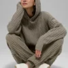 Cable Knit Winter Bliss Hoodie - Light Cocoa