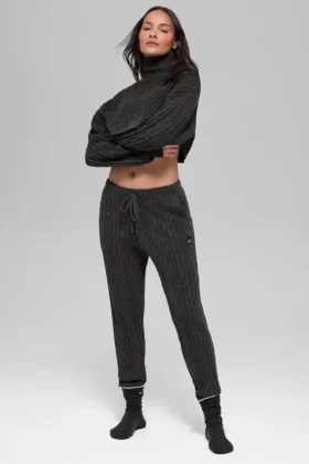 Cable Knit Winter Bliss Pant – Dark Heather Grey