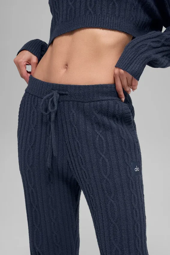 Cable Knit Winter Bliss Pant - Navy