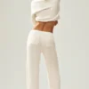 Cashmere High-Waist Northstar Straight Leg Pant - Ivory