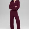 Cashmere High-Waist Plush Waffle Pant - Burgundy