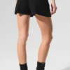 Cashmere High-Waist Plush Waffle Short - Black