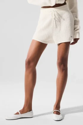 Cashmere High-Waist Plush Waffle Short - Ivory