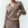 Cashmere Northstar Polo - Alpine Cocoa Heather