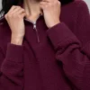 Cashmere Plush Waffle 1/4 Zip Pullover - Burgundy