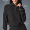 Cashmere Plush Waffle 1/4 Zip Pullover - Dark Heather Grey