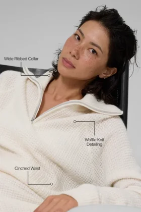 Cashmere Plush Waffle 1/4 Zip Pullover – Ivory