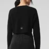 Cashmere Plush Waffle Cardigan - Black