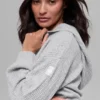 Cashmere Plush Waffle Full Zip Hoodie - Athletic Heather Grey