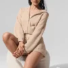 Cashmere Plush Waffle Full Zip Hoodie - Macadamia Blush