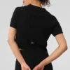 Cashmere Plush Waffle Polo Tee - Black