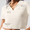 Cashmere Plush Waffle Polo Tee - Ivory
