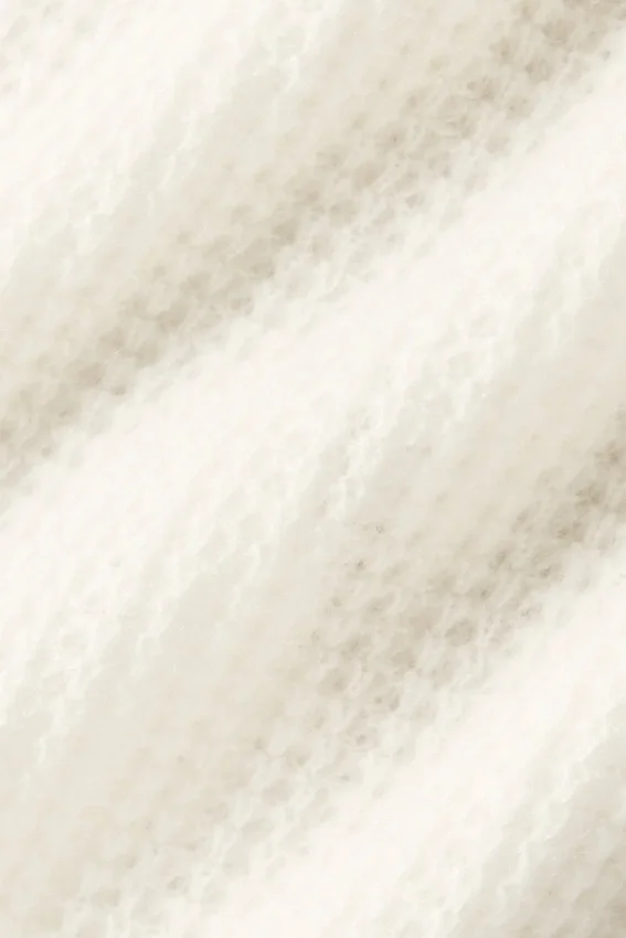 Cashmere Plush Waffle Polo Tee - Ivory
