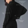 Cashmere Plush Waffle Turtleneck Pullover - Black