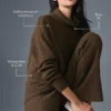 Cashmere Plush Waffle Turtleneck Pullover - Espresso