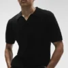 Coastline Knit Short Sleeve Polo - Black