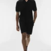 Coastline Knit Short Sleeve Polo - Black