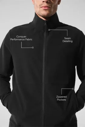 Conquer Max Mock Neck Full Zip – Black
