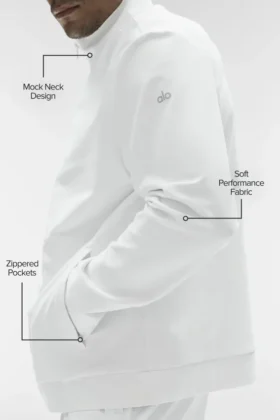 Conquer Max Mock Neck Full Zip – White