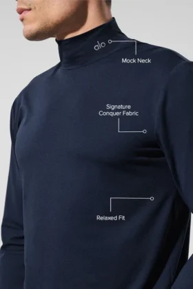 Conquer Reform Mock Neck Long Sleeve – Navy