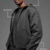 Cotton Canvas Full Zip Hoodie - Anthracite