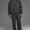 Cotton Canvas Full Zip Hoodie - Anthracite