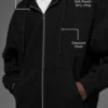 Cotton Canvas Full Zip Hoodie - Black