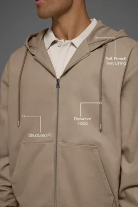 Cotton Canvas Full Zip Hoodie – Gravel
