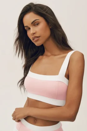 Cotton Cashmere Capri Dream Bra - Sundrenched Pink/White