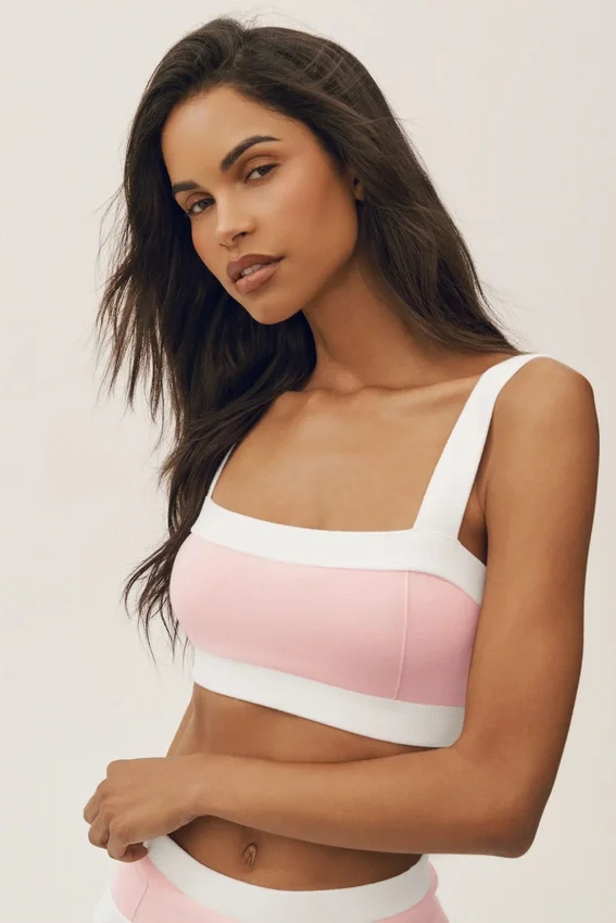 Cotton Cashmere Capri Dream Bra - Sundrenched Pink/White