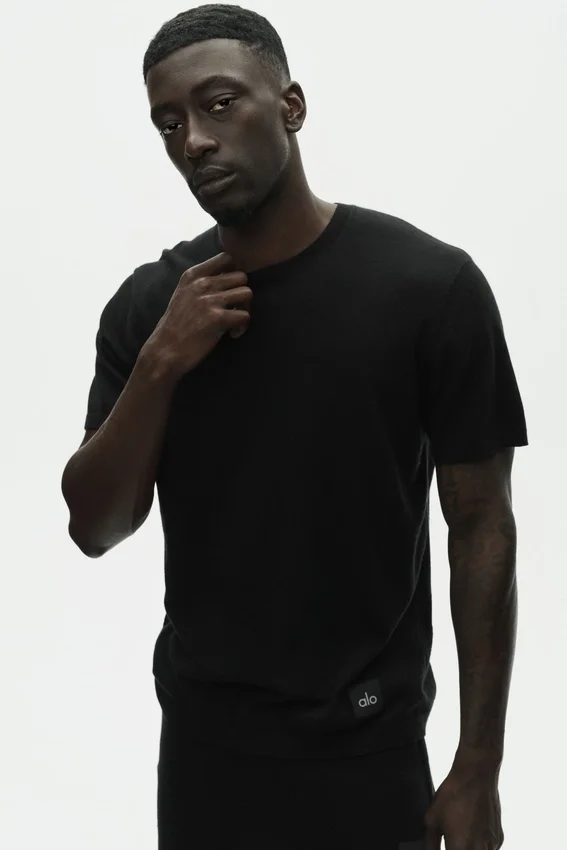 Cotton Cashmere Ever Soft Short Sleeve Crew - Black