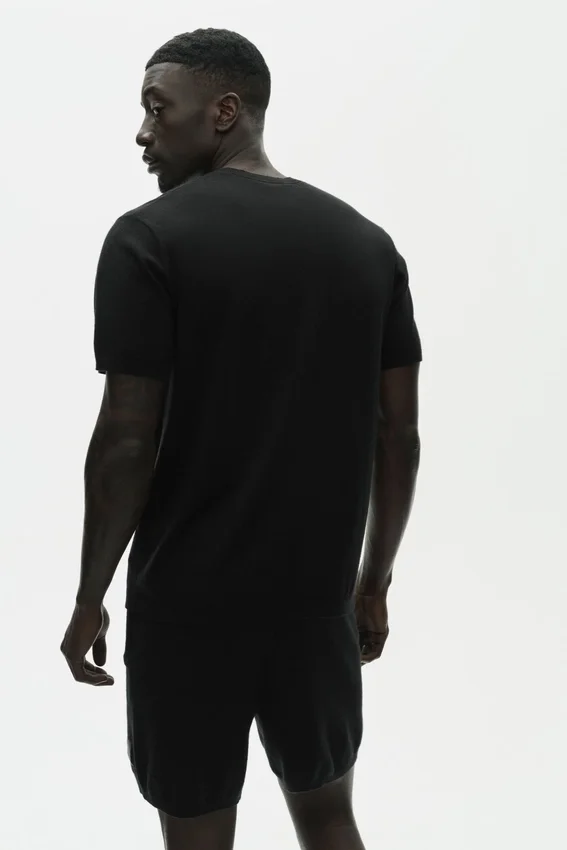 Cotton Cashmere Ever Soft Short Sleeve Crew - Black