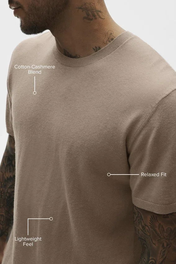 Cotton Cashmere Ever Soft Short Sleeve Crew - Gravel