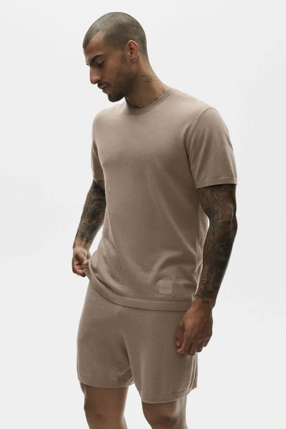 Cotton Cashmere Ever Soft Short Sleeve Crew - Gravel