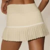 Cotton Cashmere High-Waist My Serve Tennis Skirt - Sandy Beige/White