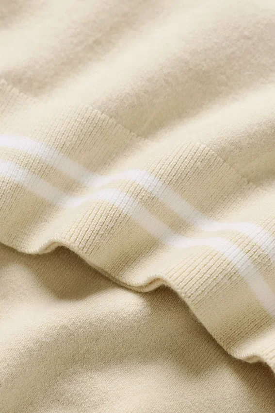 Cotton Cashmere My Serve Short Sleeve - Sandy Beige/White