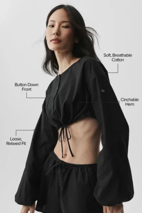 Cotton Cropped Real Deal Long Sleeve – Black