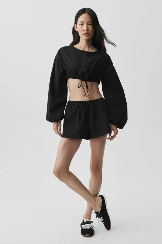 Cotton Cropped Real Deal Long Sleeve - Black