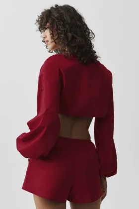 Cotton Cropped Real Deal Long Sleeve – Summer Romance Red