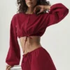 Cotton Cropped Real Deal Long Sleeve - Summer Romance Red