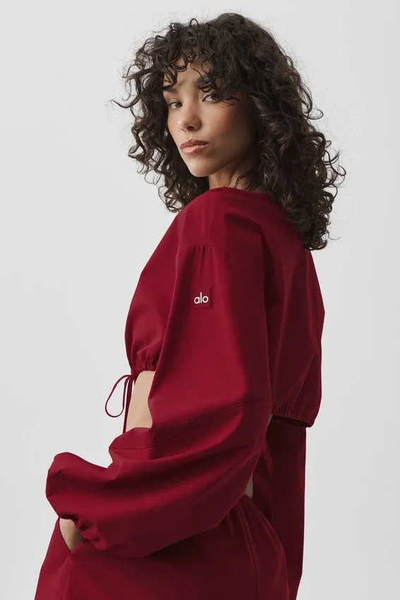 Cotton Cropped Real Deal Long Sleeve - Summer Romance Red