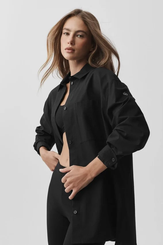 Cotton Real Deal Button up Long Sleeve - Black