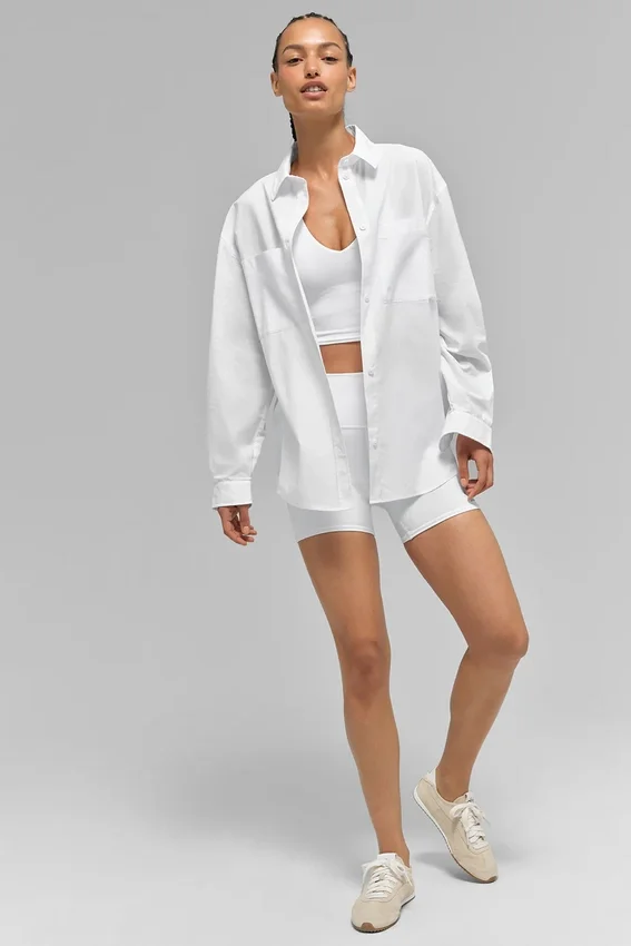 Cotton Real Deal Button up Long Sleeve - White