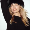 Courchevel Cashmere Faux Fur Beanie - Black