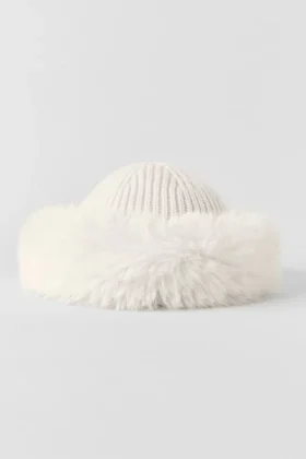 Courchevel Cashmere Faux Fur Beanie – Ivory