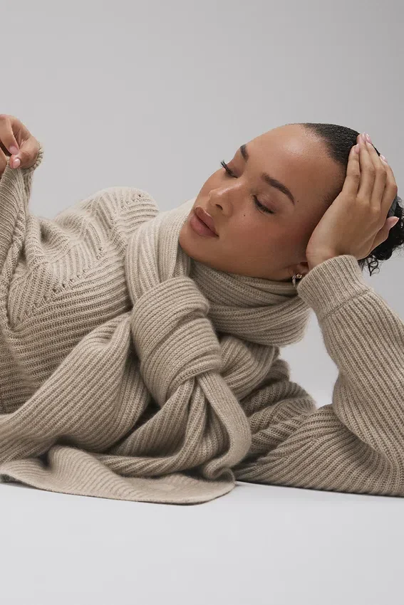 Courchevel Cashmere Scarf - Flax Heather