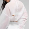 Cropped 1/4 Zip Aerial Pullover - White