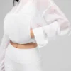 Cropped 1/4 Zip Aerial Pullover - White