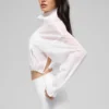 Cropped 1/4 Zip Aerial Pullover - White