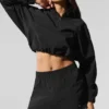 Cropped 1/4 Zip Alumni Pullover - Black